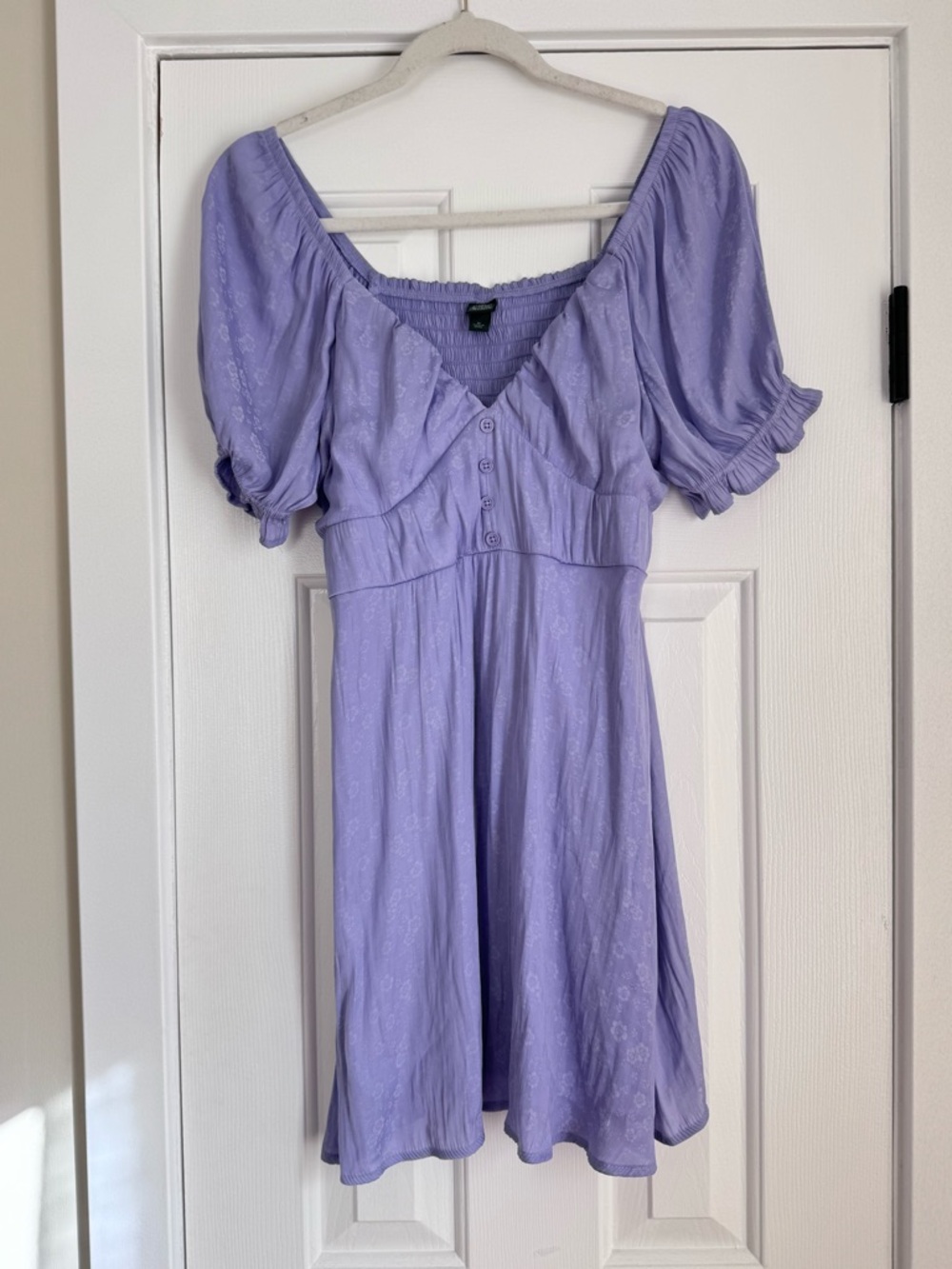 wild fable Lilac Button-Front Smocked Mini Dress